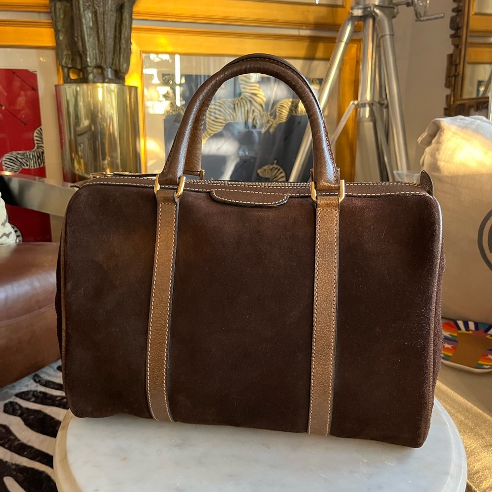 Gucci vintage brown suede 30 Boston bag